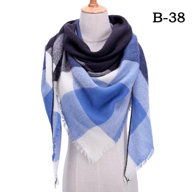 Winter Warm Soft Bandana Plaid Warm Headwear Triangle Scarves Scarf Cashmere Scarf Knit Wraps Shawls Hijabs Shawls Escharpe Elegant Cashmere Scarf Head Wrap Bandana Blanket Shawls Wraps For Female Stevvex