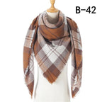 Winter Warm Soft Bandana Plaid Warm Headwear Triangle Scarves Scarf Cashmere Scarf Knit Wraps Shawls Hijabs Shawls Escharpe Elegant Cashmere Scarf Head Wrap Bandana Blanket Shawls Wraps For Female Stevvex