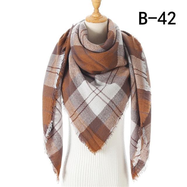 Winter Warm Soft Bandana Plaid Warm Headwear Triangle Scarves Scarf Cashmere Scarf Knit Wraps Shawls Hijabs Shawls Escharpe Elegant Cashmere Scarf Head Wrap Bandana Blanket Shawls Wraps For Female Stevvex