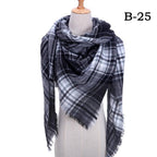 Winter Warm Soft Bandana Plaid Warm Headwear Triangle Scarves Scarf Cashmere Scarf Knit Wraps Shawls Hijabs Shawls Escharpe Elegant Cashmere Scarf Head Wrap Bandana Blanket Shawls Wraps For Female Stevvex