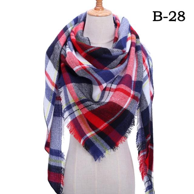 Winter Warm Soft Bandana Plaid Warm Headwear Triangle Scarves Scarf Cashmere Scarf Knit Wraps Shawls Hijabs Shawls Escharpe Elegant Cashmere Scarf Head Wrap Bandana Blanket Shawls Wraps For Female Stevvex