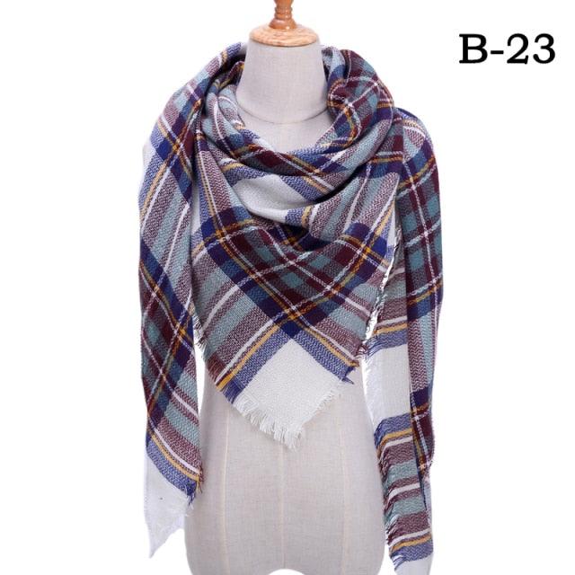 Winter Warm Soft Bandana Plaid Warm Headwear Triangle Scarves Scarf Cashmere Scarf Knit Wraps Shawls Hijabs Shawls Escharpe Elegant Cashmere Scarf Head Wrap Bandana Blanket Shawls Wraps For Female Stevvex