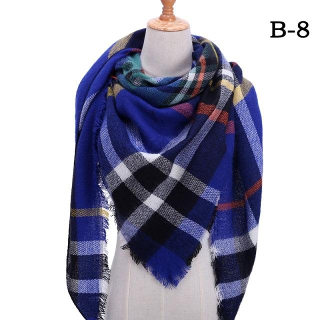 Winter Warm Soft Bandana Plaid Warm Headwear Triangle Scarves Scarf Cashmere Scarf Knit Wraps Shawls Hijabs Shawls Escharpe Elegant Cashmere Scarf Head Wrap Bandana Blanket Shawls Wraps For Female Stevvex