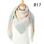 Winter Warm Soft Bandana Plaid Warm Headwear Triangle Scarves Scarf Cashmere Scarf Knit Wraps Shawls Hijabs Shawls Escharpe Elegant Cashmere Scarf Head Wrap Bandana Blanket Shawls Wraps For Female Stevvex
