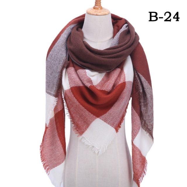 Winter Warm Soft Bandana Plaid Warm Headwear Triangle Scarves Scarf Cashmere Scarf Knit Wraps Shawls Hijabs Shawls Escharpe Elegant Cashmere Scarf Head Wrap Bandana Blanket Shawls Wraps For Female Stevvex