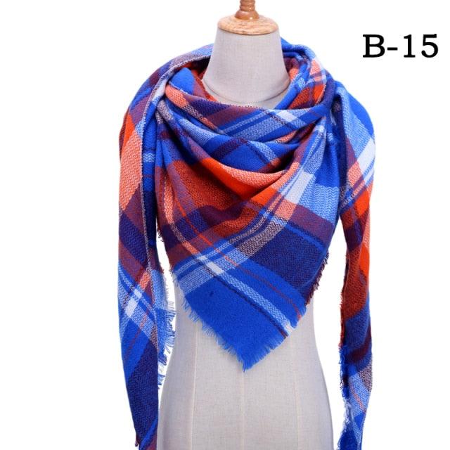 Winter Warm Soft Bandana Plaid Warm Headwear Triangle Scarves Scarf Cashmere Scarf Knit Wraps Shawls Hijabs Shawls Escharpe Elegant Cashmere Scarf Head Wrap Bandana Blanket Shawls Wraps For Female Stevvex