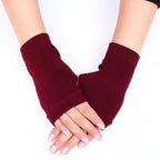 Winter Warm Thickening Wool Gloves Knitted Flip Fingerless Exposed Finger Thick Gloves Mittens Soft Cold Weather Women Gloves Stevvex
