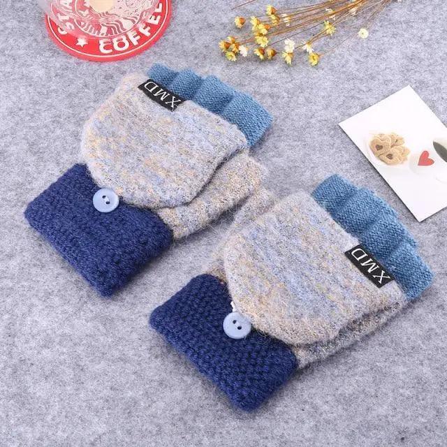 Winter Warm Thickening Wool Gloves Knitted Flip Fingerless Exposed Finger Thick Gloves Mittens Soft Cold Weather Women Gloves Stevvex