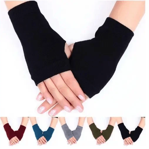 Winter Warm Thickening Wool Gloves Knitted Flip Fingerless Exposed Finger Thick Gloves Mittens Soft Cold Weather Women Gloves Stevvex