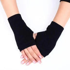Winter Warm Thickening Wool Gloves Knitted Flip Fingerless Exposed Finger Thick Gloves Mittens Soft Cold Weather Women Gloves Stevvex