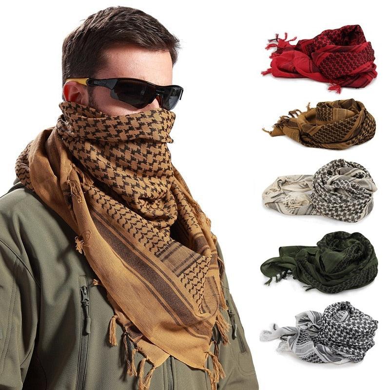 Winter Warm Unisex Fashion Lightweight Military Men Scarves Arab Tactical Desert Army Keffiyeh Scarf Military Scarves Shemagh Palestine Islamic Multifunction Tactical cotton head Scarf square Arabic Keffiyeh Wrap Bandana Women Men Stevvex