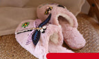 Winter Woman Warm Home Slippers Women Diamond Flip Flops Fur Slides Anti-slip Indoor Slippers Slip On Bedroom Shoes Memory Foam Wool Lining Indoor Ourdoor Non Skid Slippers Stevvex