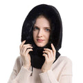 Winter Women 3 in 1 Knitted Ski Hat With Scarf Neck Warmer Fleece Lined Hood Face Mask Adult Balaclava For Outdoor Sports Balaclava Wind-Resistant Winter Face Mask Fleece Ski Mask for Men and Women Warm Face Cover Hat Cap Scarf Stevvex
