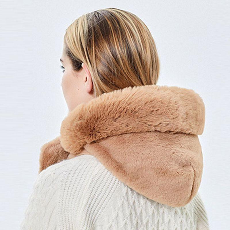 Winter Women 3 in 1 Knitted Ski Hat With Scarf Neck Warmer Fleece Lined Hood Face Mask Adult Balaclava For Outdoor Sports Balaclava Wind-Resistant Winter Face Mask Fleece Ski Mask for Men and Women Warm Face Cover Hat Cap Scarf Stevvex
