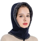 Winter Women 3 in 1 Knitted Ski Hat With Scarf Neck Warmer Fleece Lined Hood Face Mask Adult Balaclava For Outdoor Sports Balaclava Wind-Resistant Winter Face Mask Fleece Ski Mask for Men and Women Warm Face Cover Hat Cap Scarf Stevvex