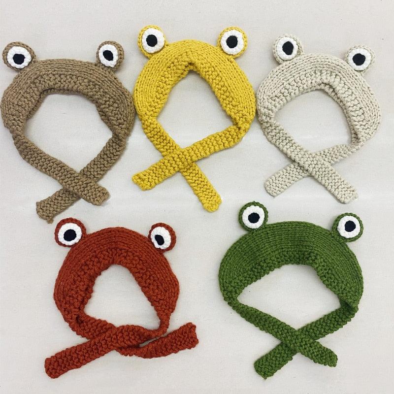Winter Women Frog Crochet Knitted Hat Hip Hop Skellies Beanies Streetwear Costume Accessory Gift Warm Party Bonnets Cap Kids Knitted Beanie Hat Cute Frog Cartoon Winter Warmer Cap with Big Eyes for Baby Boys Girls Stevvex
