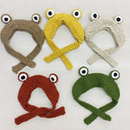 Winter Women Frog Crochet Knitted Hat Hip Hop Skellies Beanies Streetwear Costume Accessory Gift Warm Party Bonnets Cap Kids Knitted Beanie Hat Cute Frog Cartoon Winter Warmer Cap with Big Eyes for Baby Boys Girls Stevvex