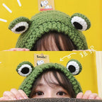 Winter Women Frog Crochet Knitted Hat Hip Hop Skellies Beanies Streetwear Costume Accessory Gift Warm Party Bonnets Cap Kids Knitted Beanie Hat Cute Frog Cartoon Winter Warmer Cap with Big Eyes for Baby Boys Girls Stevvex
