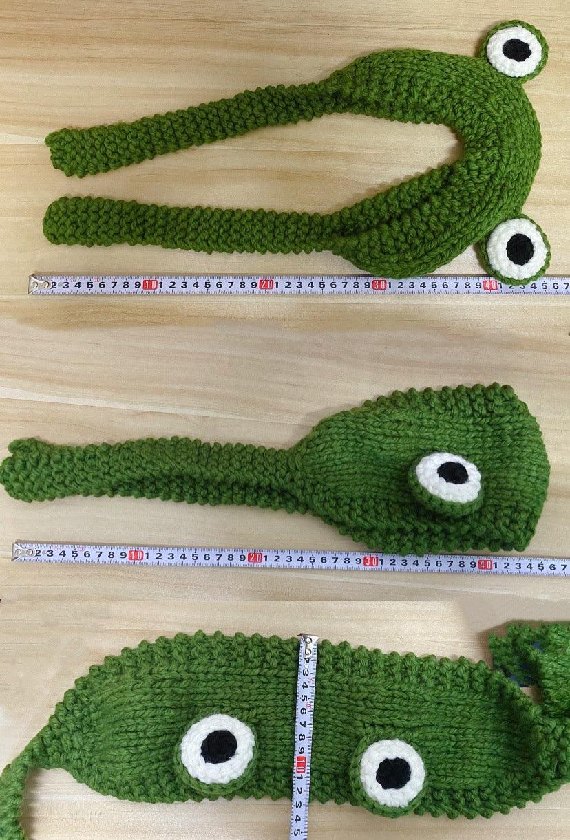 Winter Women Frog Crochet Knitted Hat Hip Hop Skellies Beanies Streetwear Costume Accessory Gift Warm Party Bonnets Cap Kids Knitted Beanie Hat Cute Frog Cartoon Winter Warmer Cap with Big Eyes for Baby Boys Girls Stevvex