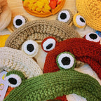 Winter Women Frog Crochet Knitted Hat Hip Hop Skellies Beanies Streetwear Costume Accessory Gift Warm Party Bonnets Cap Kids Knitted Beanie Hat Cute Frog Cartoon Winter Warmer Cap with Big Eyes for Baby Boys Girls Stevvex