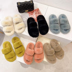 Winter Women House Furry Slippers Fashion Faux Fur Warm Shoes Slip On Flats Home Slides Plush Indoor Furry Cozy Open Toe House Shoes Indoor Outdoor Faux Fur Warm Comfy Slippers Stevvex
