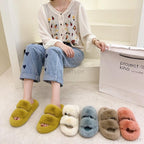 Winter Women House Furry Slippers Fashion Faux Fur Warm Shoes Slip On Flats Home Slides Plush Indoor Furry Cozy Open Toe House Shoes Indoor Outdoor Faux Fur Warm Comfy Slippers Stevvex