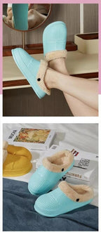 Winter Women's Slippers Warm Clogs Sandals Waterproof Slippers For Women Waterproof Slippers Fur Lined Clogs Winter Garden Shoes Warm House Family Women Shoes Stevvex