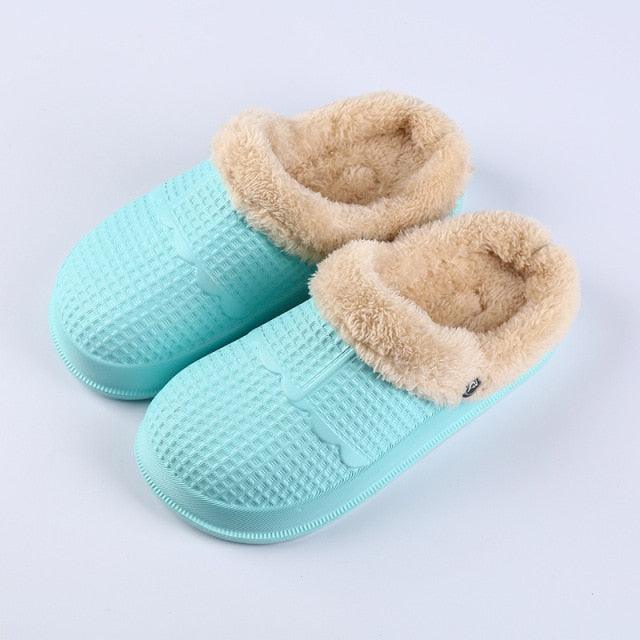 Winter Women's Slippers Warm Clogs Sandals Waterproof Slippers For Women Waterproof Slippers Fur Lined Clogs Winter Garden Shoes Warm House Family Women Shoes Stevvex