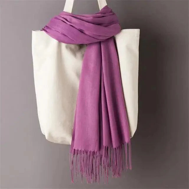 Winter Women Scarf Female Scarves For Women Solid Shawl Wraps For Winter Casual Wear Travel Friendly Wool Tassel Scarf Fashion Solid Color Toddler Soft Warm Scarves Stevvex