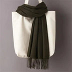 Winter Women Scarf Female Scarves For Women Solid Shawl Wraps For Winter Casual Wear Travel Friendly Wool Tassel Scarf Fashion Solid Color Toddler Soft Warm Scarves Stevvex