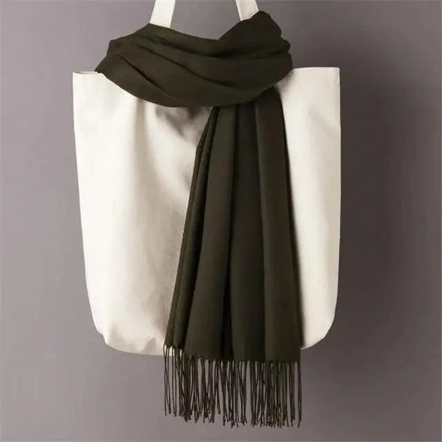 Winter Women Scarf Female Scarves For Women Solid Shawl Wraps For Winter Casual Wear Travel Friendly Wool Tassel Scarf Fashion Solid Color Toddler Soft Warm Scarves Stevvex