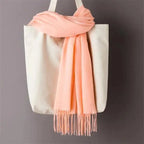 Winter Women Scarf Female Scarves For Women Solid Shawl Wraps For Winter Casual Wear Travel Friendly Wool Tassel Scarf Fashion Solid Color Toddler Soft Warm Scarves Stevvex