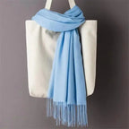 Winter Women Scarf Female Scarves For Women Solid Shawl Wraps For Winter Casual Wear Travel Friendly Wool Tassel Scarf Fashion Solid Color Toddler Soft Warm Scarves Stevvex