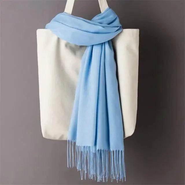 Winter Women Scarf Female Scarves For Women Solid Shawl Wraps For Winter Casual Wear Travel Friendly Wool Tassel Scarf Fashion Solid Color Toddler Soft Warm Scarves Stevvex