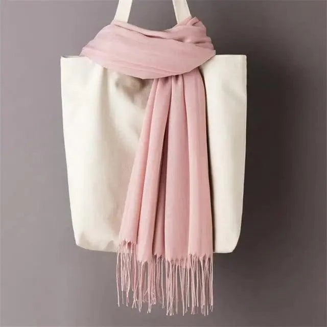 Winter Women Scarf Female Scarves For Women Solid Shawl Wraps For Winter Casual Wear Travel Friendly Wool Tassel Scarf Fashion Solid Color Toddler Soft Warm Scarves Stevvex