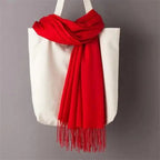 Winter Women Scarf Female Scarves For Women Solid Shawl Wraps For Winter Casual Wear Travel Friendly Wool Tassel Scarf Fashion Solid Color Toddler Soft Warm Scarves Stevvex