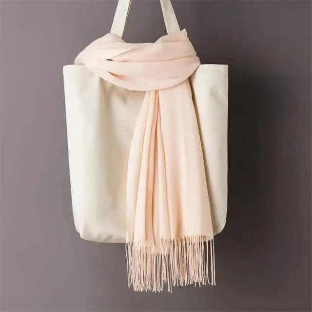 Winter Women Scarf Female Scarves For Women Solid Shawl Wraps For Winter Casual Wear Travel Friendly Wool Tassel Scarf Fashion Solid Color Toddler Soft Warm Scarves Stevvex