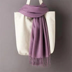 Winter Women Scarf Female Scarves For Women Solid Shawl Wraps For Winter Casual Wear Travel Friendly Wool Tassel Scarf Fashion Solid Color Toddler Soft Warm Scarves Stevvex