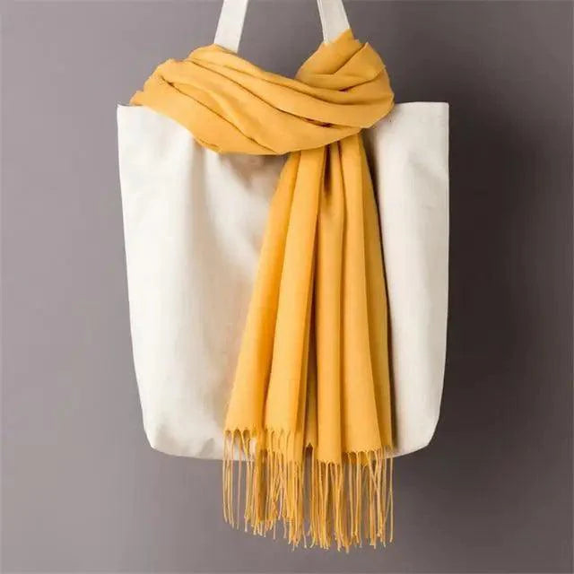 Winter Women Scarf Female Scarves For Women Solid Shawl Wraps For Winter Casual Wear Travel Friendly Wool Tassel Scarf Fashion Solid Color Toddler Soft Warm Scarves Stevvex