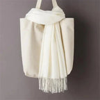 Winter Women Scarf Female Scarves For Women Solid Shawl Wraps For Winter Casual Wear Travel Friendly Wool Tassel Scarf Fashion Solid Color Toddler Soft Warm Scarves Stevvex