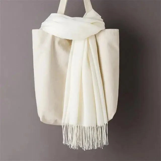 Winter Women Scarf Female Scarves For Women Solid Shawl Wraps For Winter Casual Wear Travel Friendly Wool Tassel Scarf Fashion Solid Color Toddler Soft Warm Scarves Stevvex