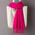 Winter Women Scarf Female Scarves For Women Solid Shawl Wraps For Winter Casual Wear Travel Friendly Wool Tassel Scarf Fashion Solid Color Toddler Soft Warm Scarves Stevvex