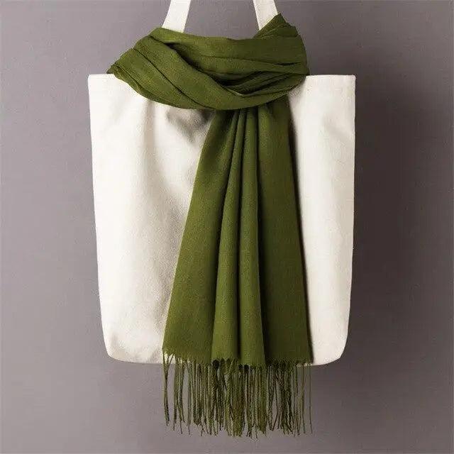 Winter Women Scarf Female Scarves For Women Solid Shawl Wraps For Winter Casual Wear Travel Friendly Wool Tassel Scarf Fashion Solid Color Toddler Soft Warm Scarves Stevvex