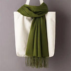 Winter Women Scarf Female Scarves For Women Solid Shawl Wraps For Winter Casual Wear Travel Friendly Wool Tassel Scarf Fashion Solid Color Toddler Soft Warm Scarves Stevvex