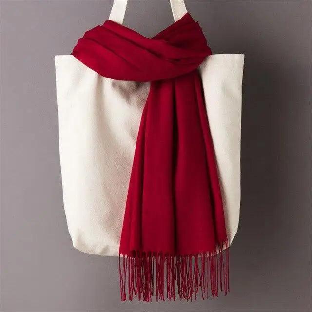 Winter Women Scarf Female Scarves For Women Solid Shawl Wraps For Winter Casual Wear Travel Friendly Wool Tassel Scarf Fashion Solid Color Toddler Soft Warm Scarves Stevvex