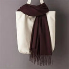 Winter Women Scarf Female Scarves For Women Solid Shawl Wraps For Winter Casual Wear Travel Friendly Wool Tassel Scarf Fashion Solid Color Toddler Soft Warm Scarves Stevvex