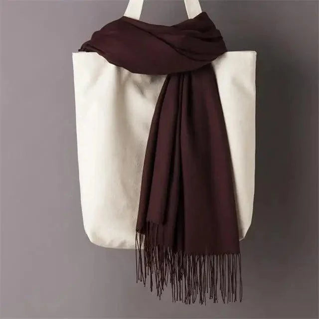 Winter Women Scarf Female Scarves For Women Solid Shawl Wraps For Winter Casual Wear Travel Friendly Wool Tassel Scarf Fashion Solid Color Toddler Soft Warm Scarves Stevvex