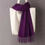 Winter Women Scarf Female Scarves For Women Solid Shawl Wraps For Winter Casual Wear Travel Friendly Wool Tassel Scarf Fashion Solid Color Toddler Soft Warm Scarves Stevvex