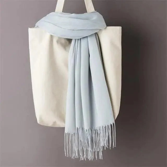 Winter Women Scarf Female Scarves For Women Solid Shawl Wraps For Winter Casual Wear Travel Friendly Wool Tassel Scarf Fashion Solid Color Toddler Soft Warm Scarves Stevvex
