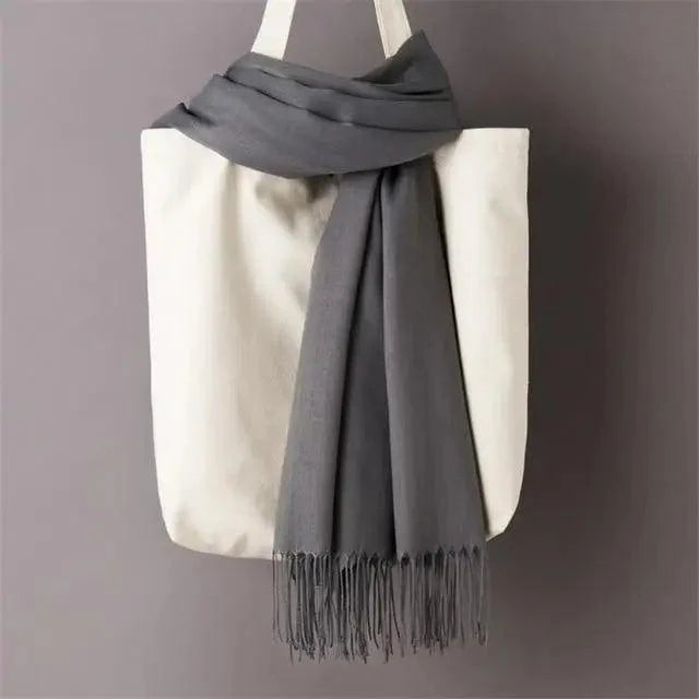 Winter Women Scarf Female Scarves For Women Solid Shawl Wraps For Winter Casual Wear Travel Friendly Wool Tassel Scarf Fashion Solid Color Toddler Soft Warm Scarves Stevvex